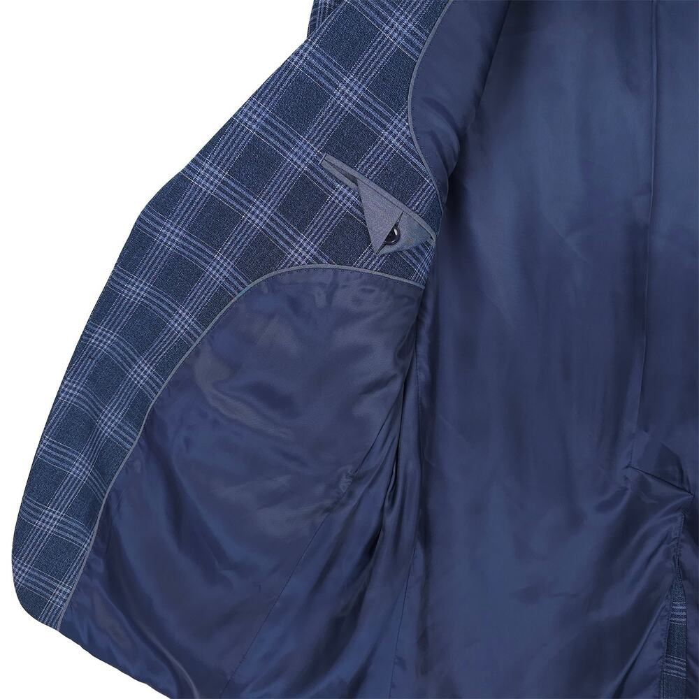 Michael Kors Mens Classic Fit Sport Coat Blazer 42L Blue Plaid Stretch NWT - Picture 8 of 13
